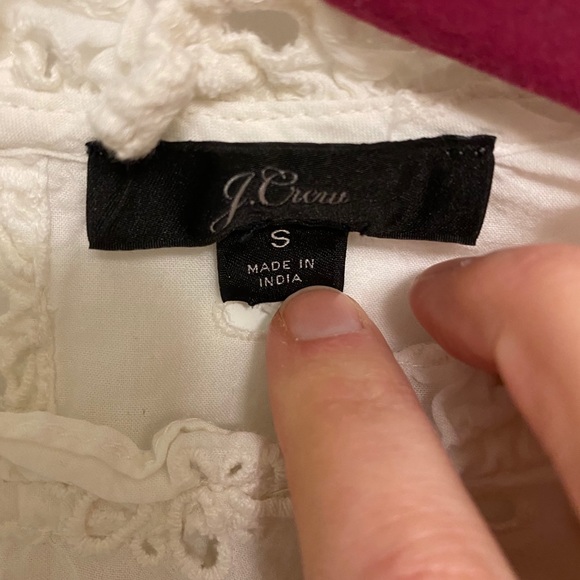 J.Crew ruffle neck long Sleeve eyelet top - white - Picture 6 of 9